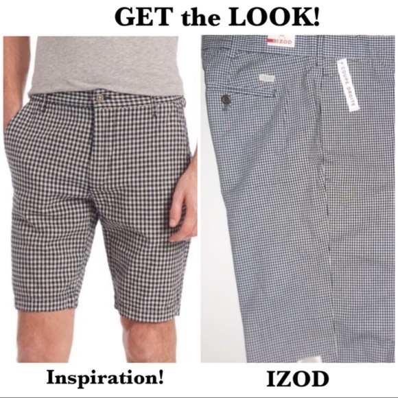 IZOD Other - Mens Izod Black Gingham Flat Front Shorts 36 NWT